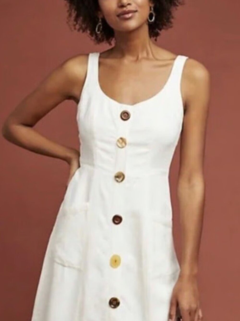 Anthropologie dress Size 4 MisMatched Buttons Linen Blend SO CUTE!!!